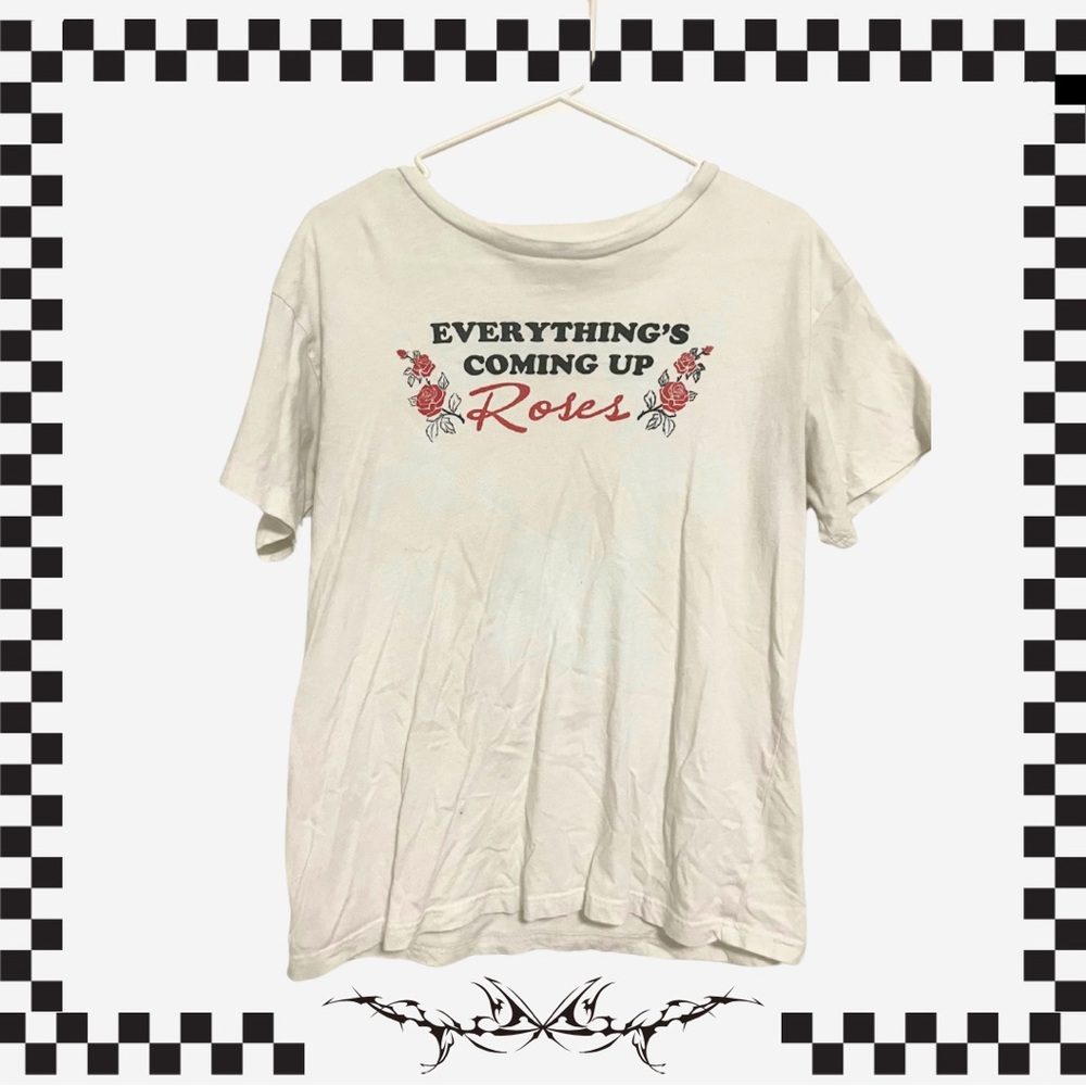 Zumiez White Rose Graphic Tee M Grunge Y2K Streetwear Visual Kei Grunge Skater